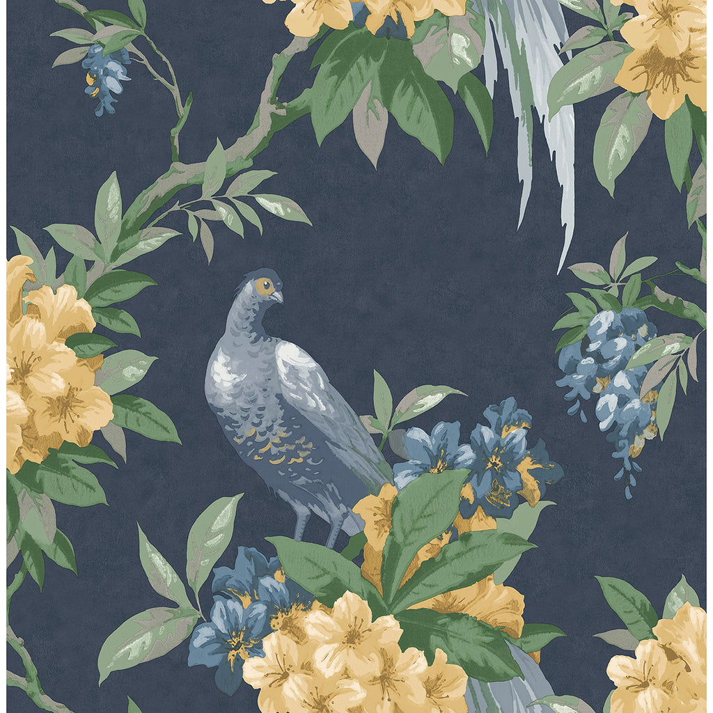 Golden Pheasant Dark Blue Floral Wallpaper - 内装