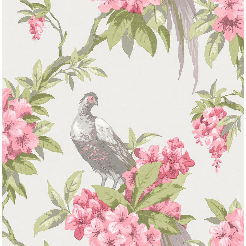 Golden Pheasant Rose Floral Wallpaper