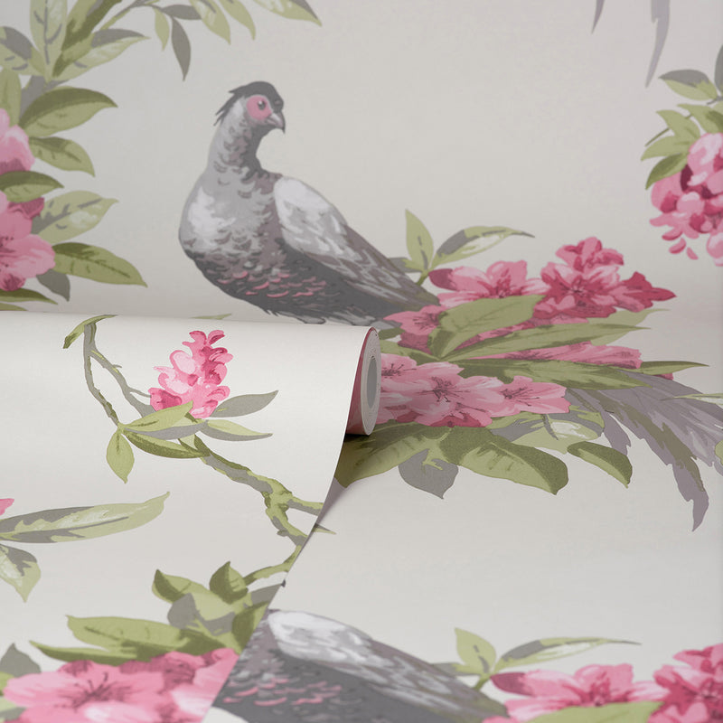 Golden Pheasant Rose Floral Wallpaper