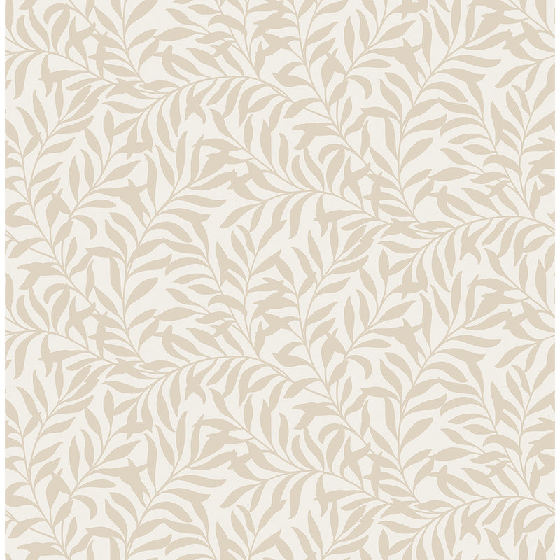 Salix Beige Leaf Wallpaper