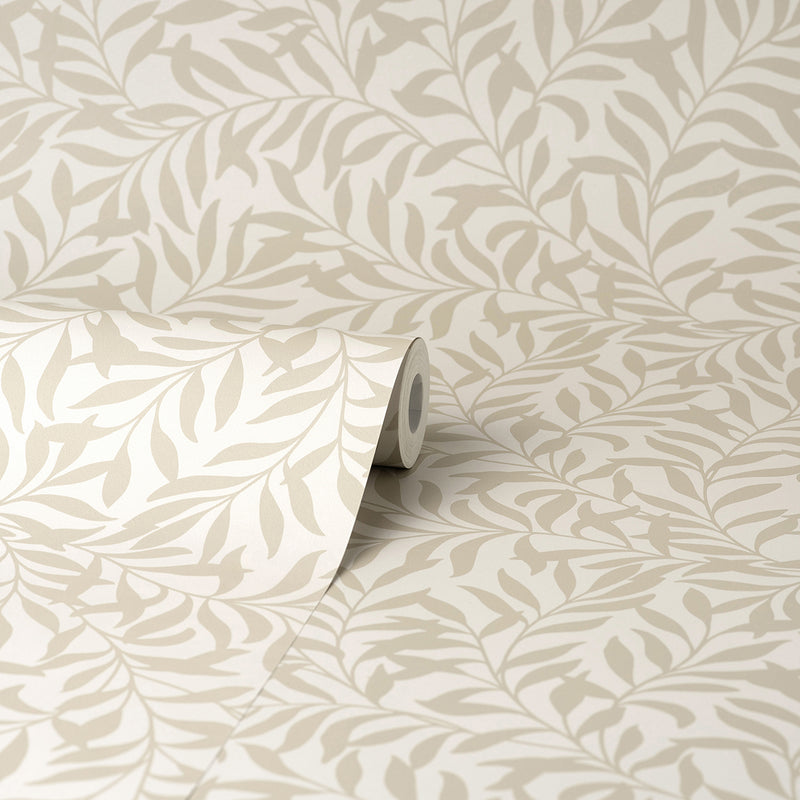 Salix Beige Leaf Wallpaper