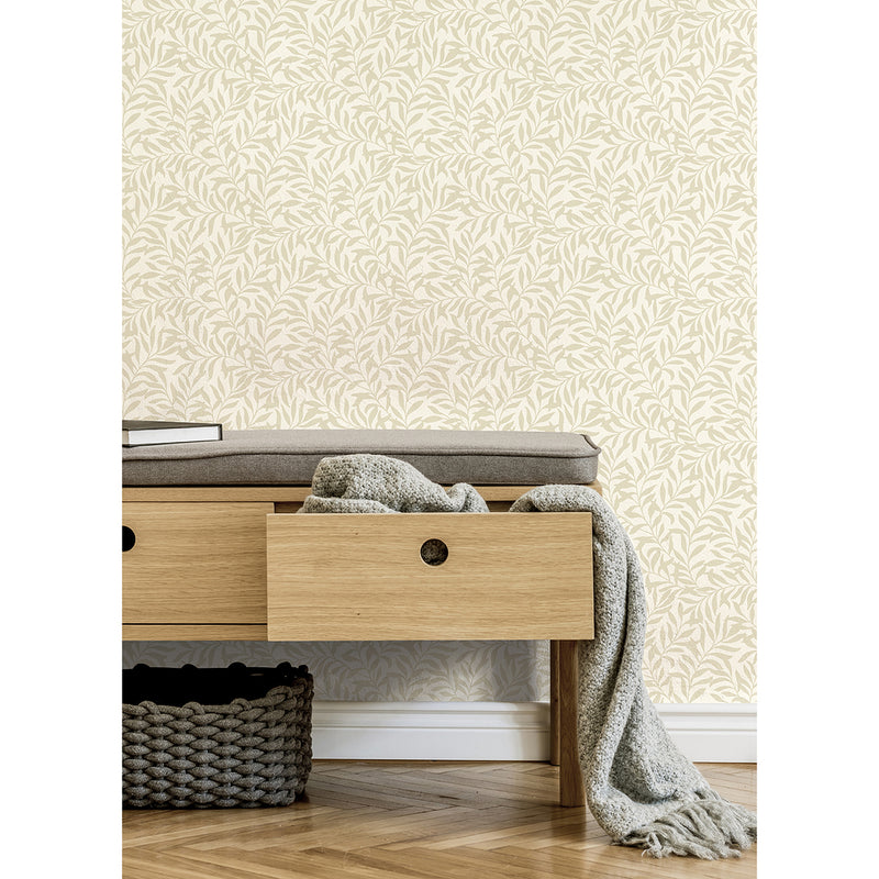 Salix Beige Leaf Wallpaper