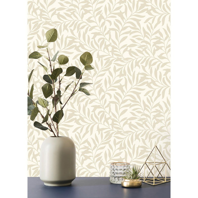 Salix Beige Leaf Wallpaper