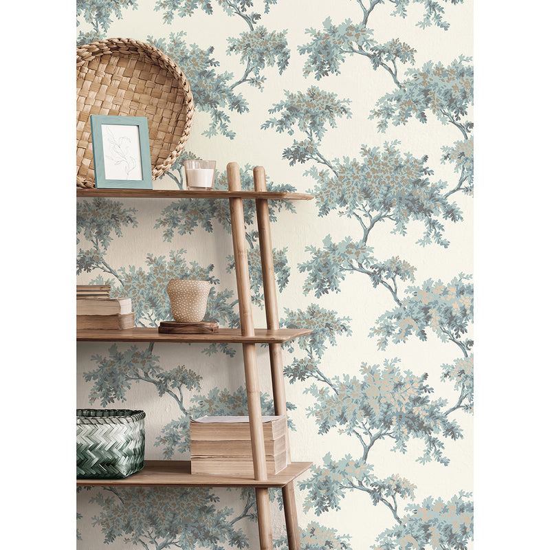 Ashdown Teal Tree Wallpaper M1673