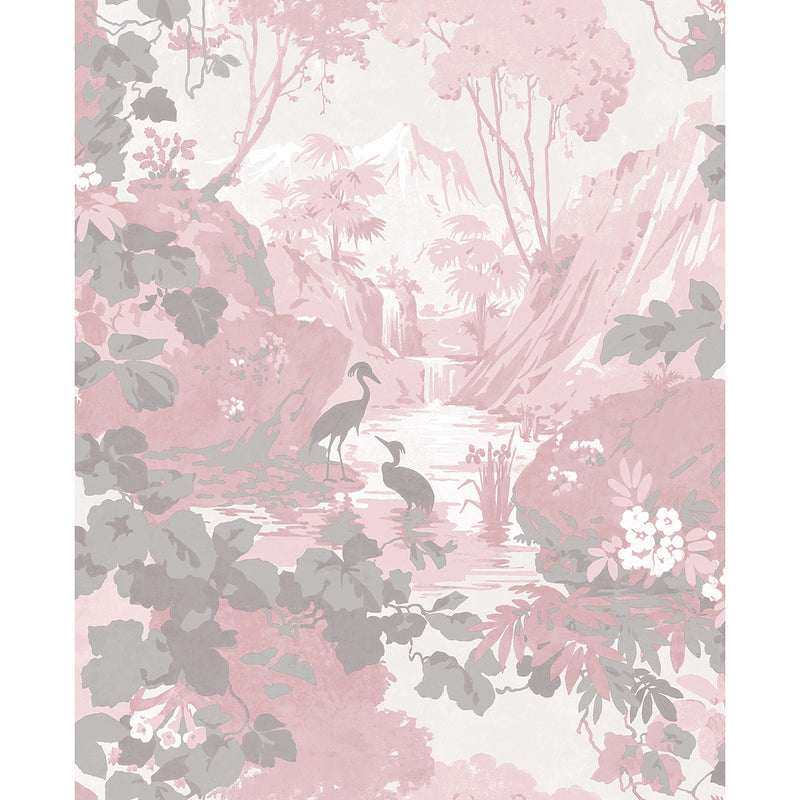 Eden Pink Crane Lagoon Wallpaper Brewster Wallpaper