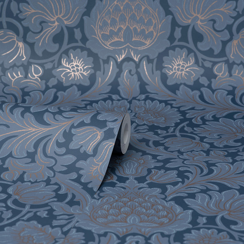 Bamburg Dark Blue Floral Wallpaper M1681