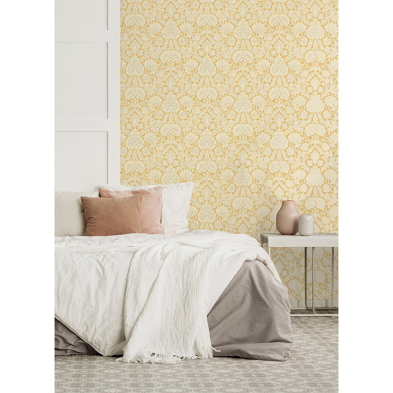 Bamburg Mustard Floral Wallpaper M1682