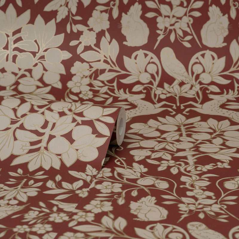 Richmond Maroon Floral Wallpaper