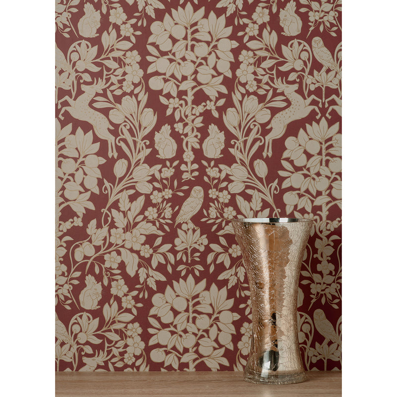 Richmond Maroon Floral Wallpaper