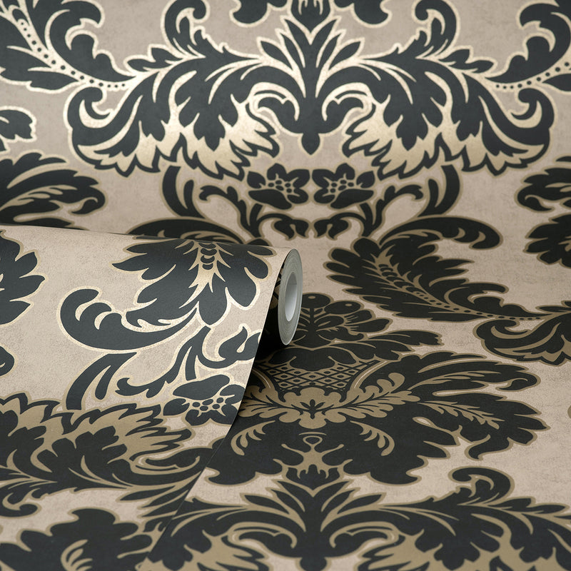 Windsor Black Damask Wallpaper