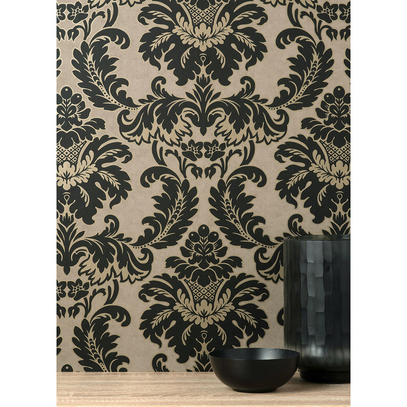 Windsor Black Damask Wallpaper