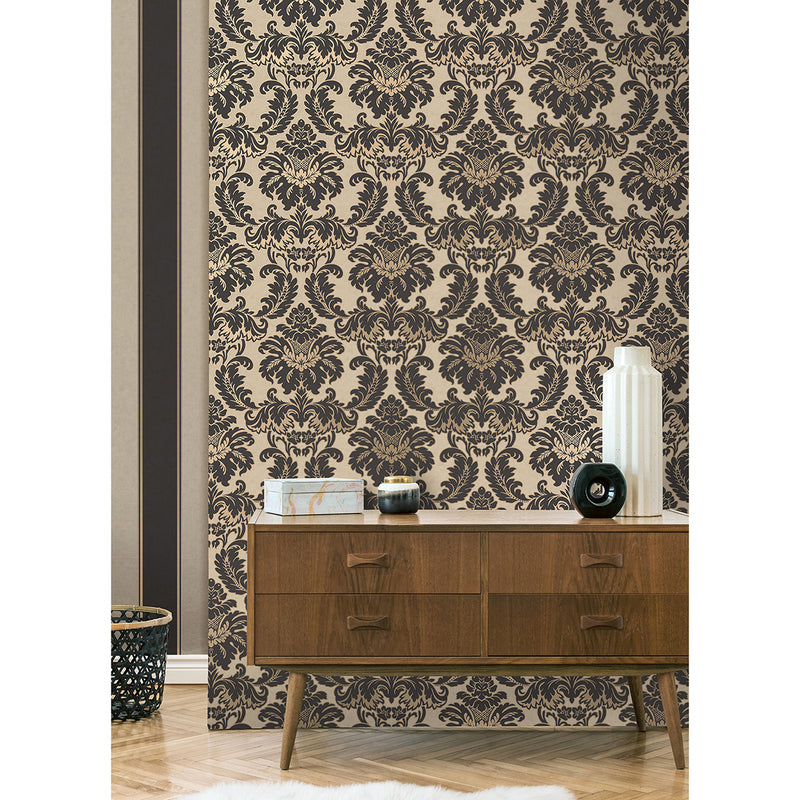 Windsor Black Damask Wallpaper