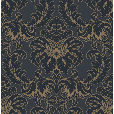 Windsor Blue Damask Wallpaper