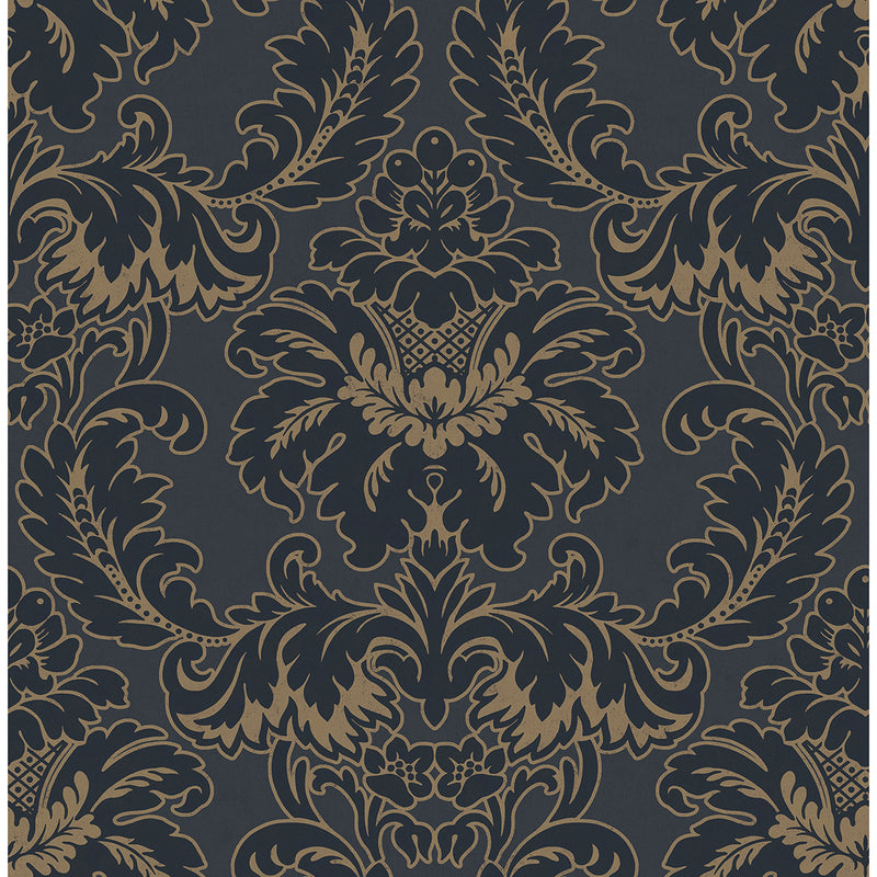 Windsor Blue Damask Wallpaper