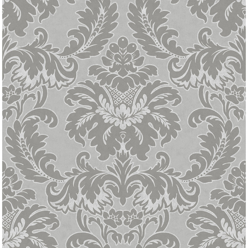 Windsor Grey Damask Wallpaper