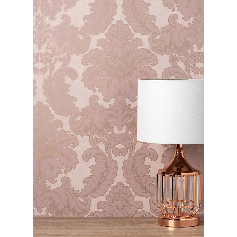 Windsor Pink Damask Wallpaper