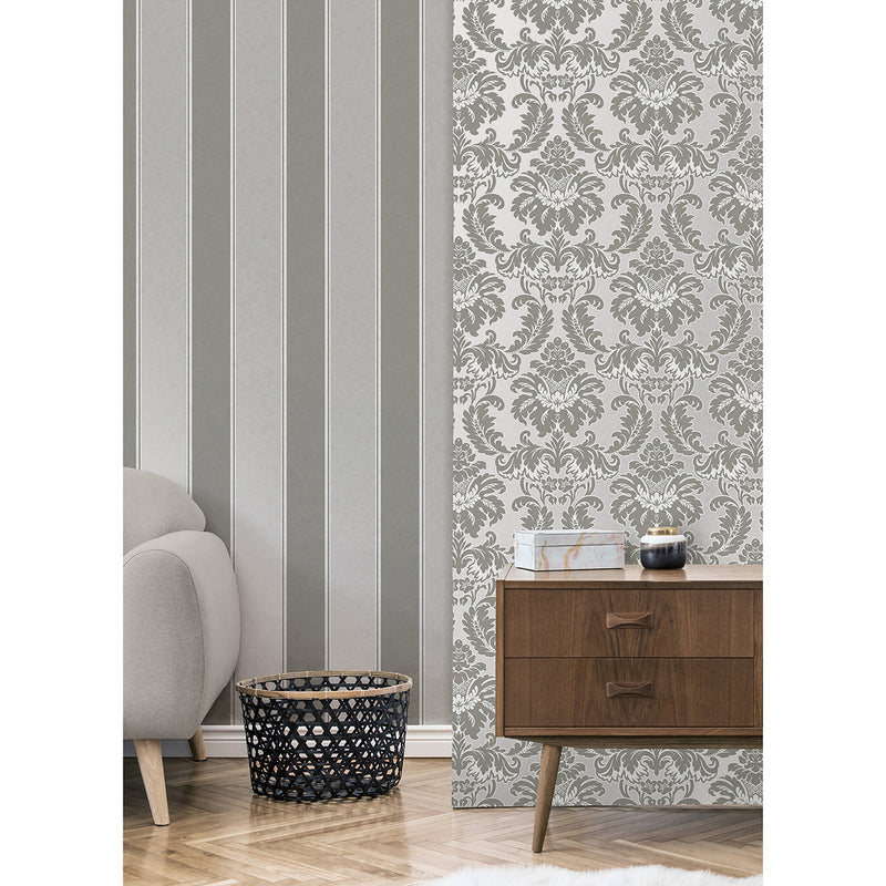 Rydia Grey Stripe Wallpaper