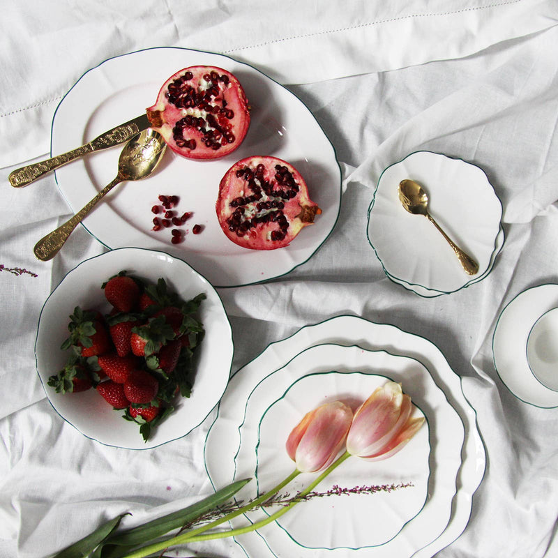 Amelie - Forest Green Rim Serving Bowl