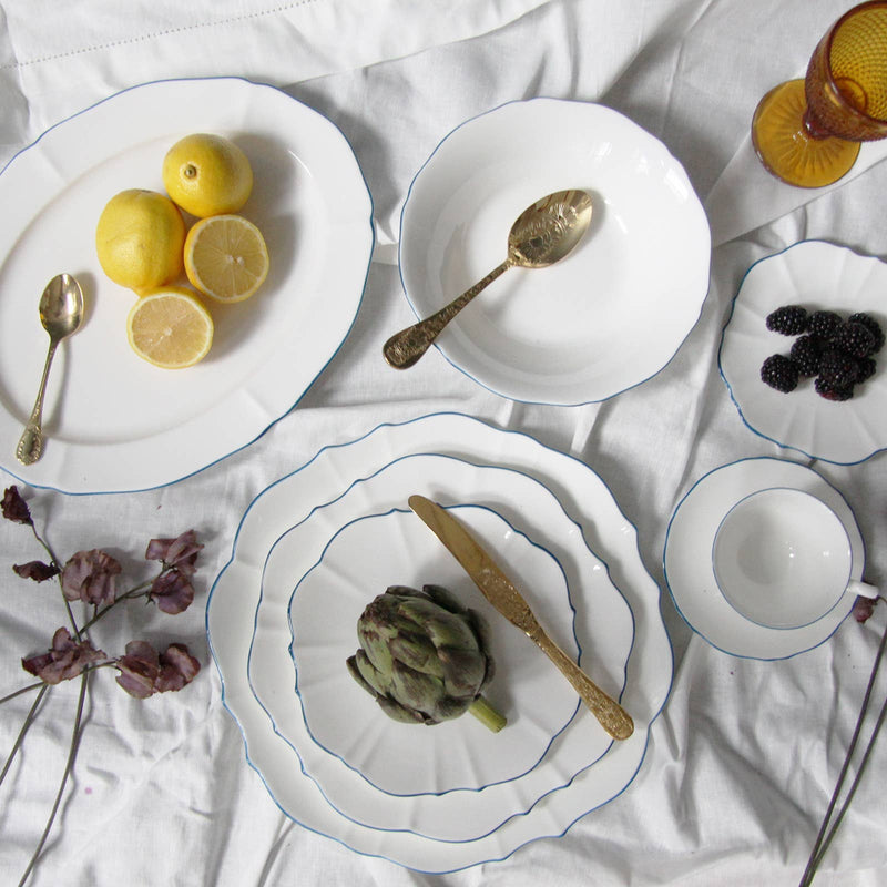 Amelie - Royal Blue Rim Bread Plate