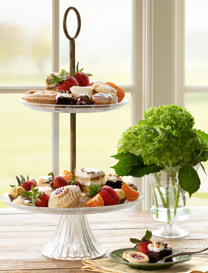 Embossed Two-Tiered Tea Service Stand