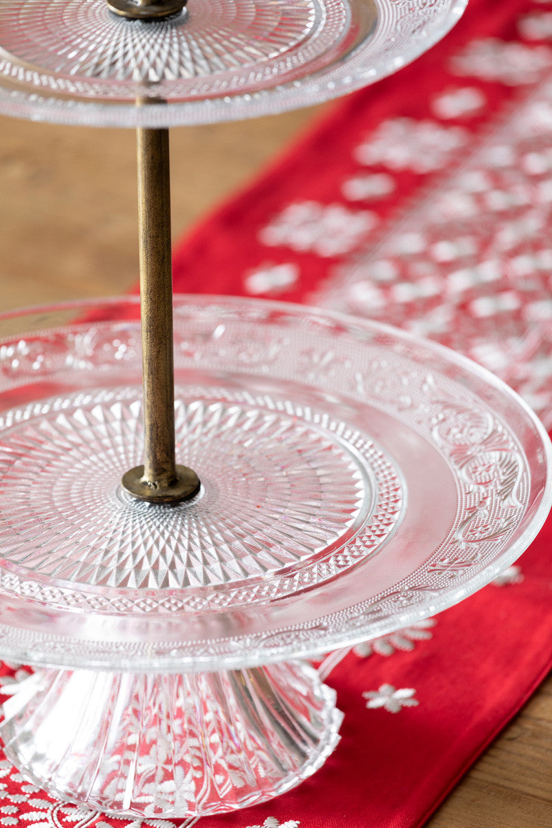 Embossed Two-Tiered Tea Service Stand