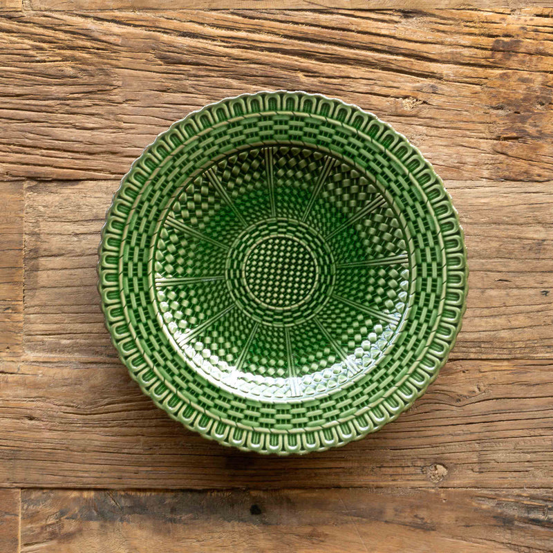 Green Glazed Basketweave Dinner Plate