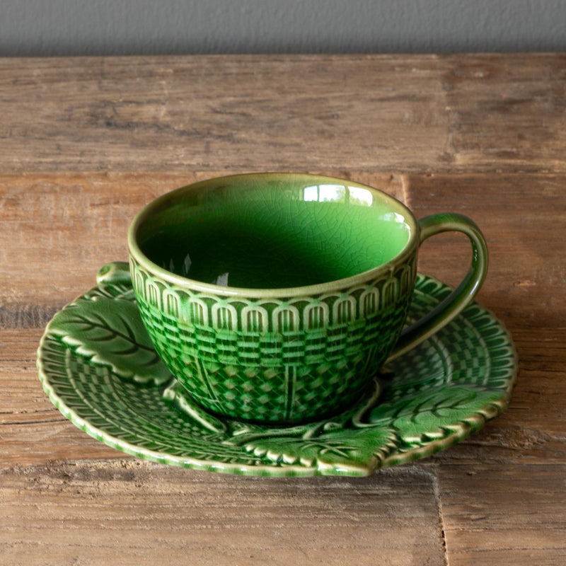 Green Glazed Tea Cup & Saucer