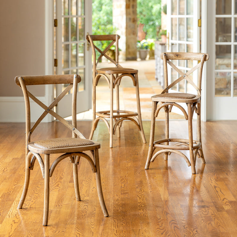 Wooden Cross Back Counter Stool