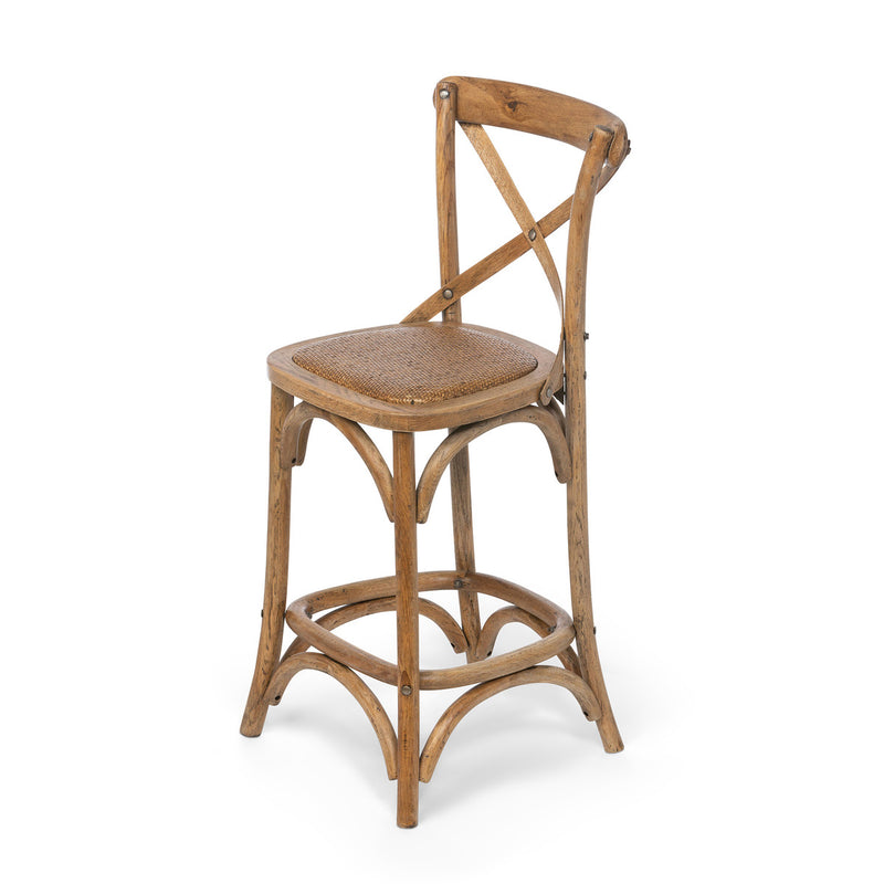 Wooden Cross Back Counter Stool