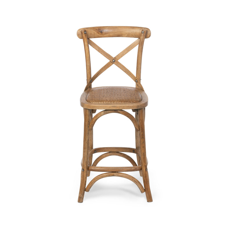 Wooden Cross Back Counter Stool