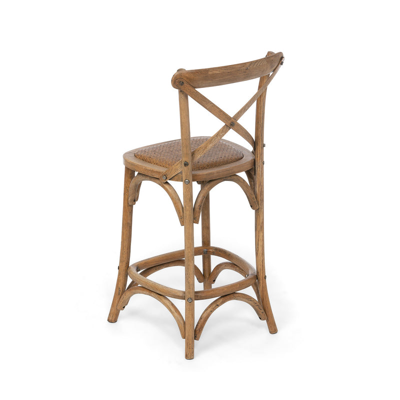 Wooden Cross Back Counter Stool