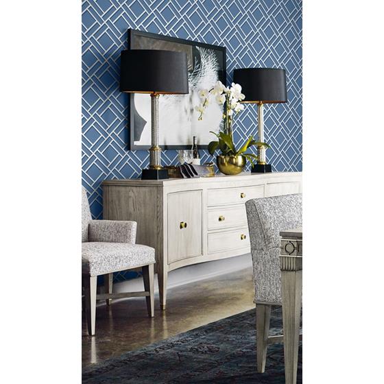 Block Trellis in Blue by Lillian August Wallpaper by Wallquest